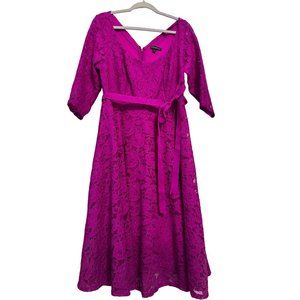 Lane Bryant pink lace fit and flare dress 14